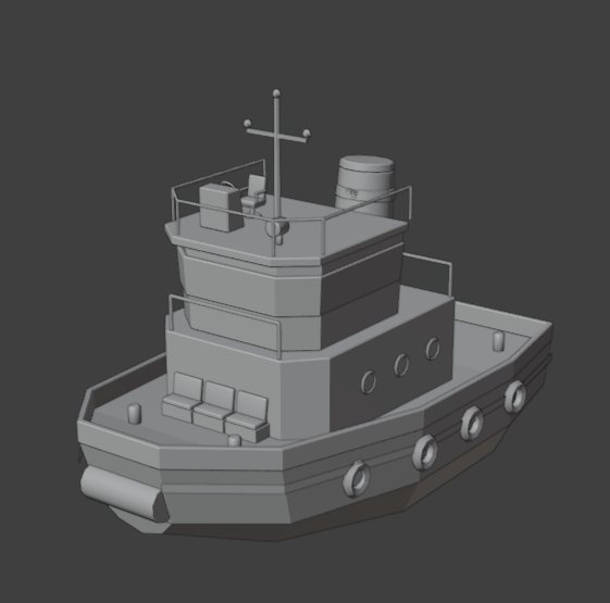 3D model of a tugboat